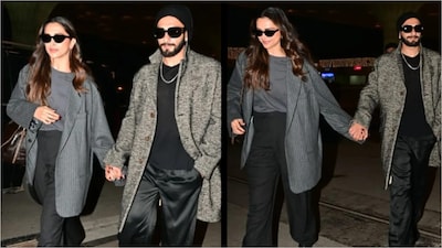 Ranveer Singh and Deepika Padukone leave for New Year Holidays.Pic: Yogen Shah