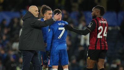 Enzo Maresca (left) was barraged with chants of "you don't know what you're doing" (AP Photo)
