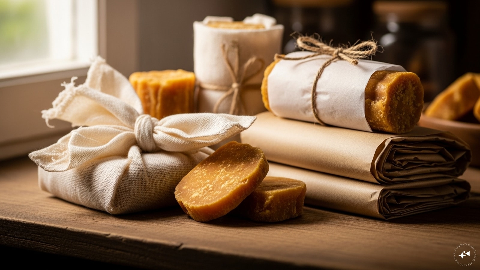 Wrap In Cloth Or Paper: Wrap jaggery pieces in a clean cotton cloth or parchment paper before storing. The wrapping acts as a protective layer, preventing direct contact with cold air and reducing hardening. It also absorbs any excess moisture, keeping the jaggery soft and pliable. Replace the cloth or paper if it becomes damp to maintain freshness. Wrap In Cloth Or Paper: Wrap jaggery pieces in a clean cotton cloth or parchment paper before storing. The wrapping acts as a protective layer, preventing direct contact with cold air and reducing hardening. It also absorbs any excess moisture, keeping the jaggery soft and pliable. Replace the cloth or paper if it becomes damp to maintain freshness.