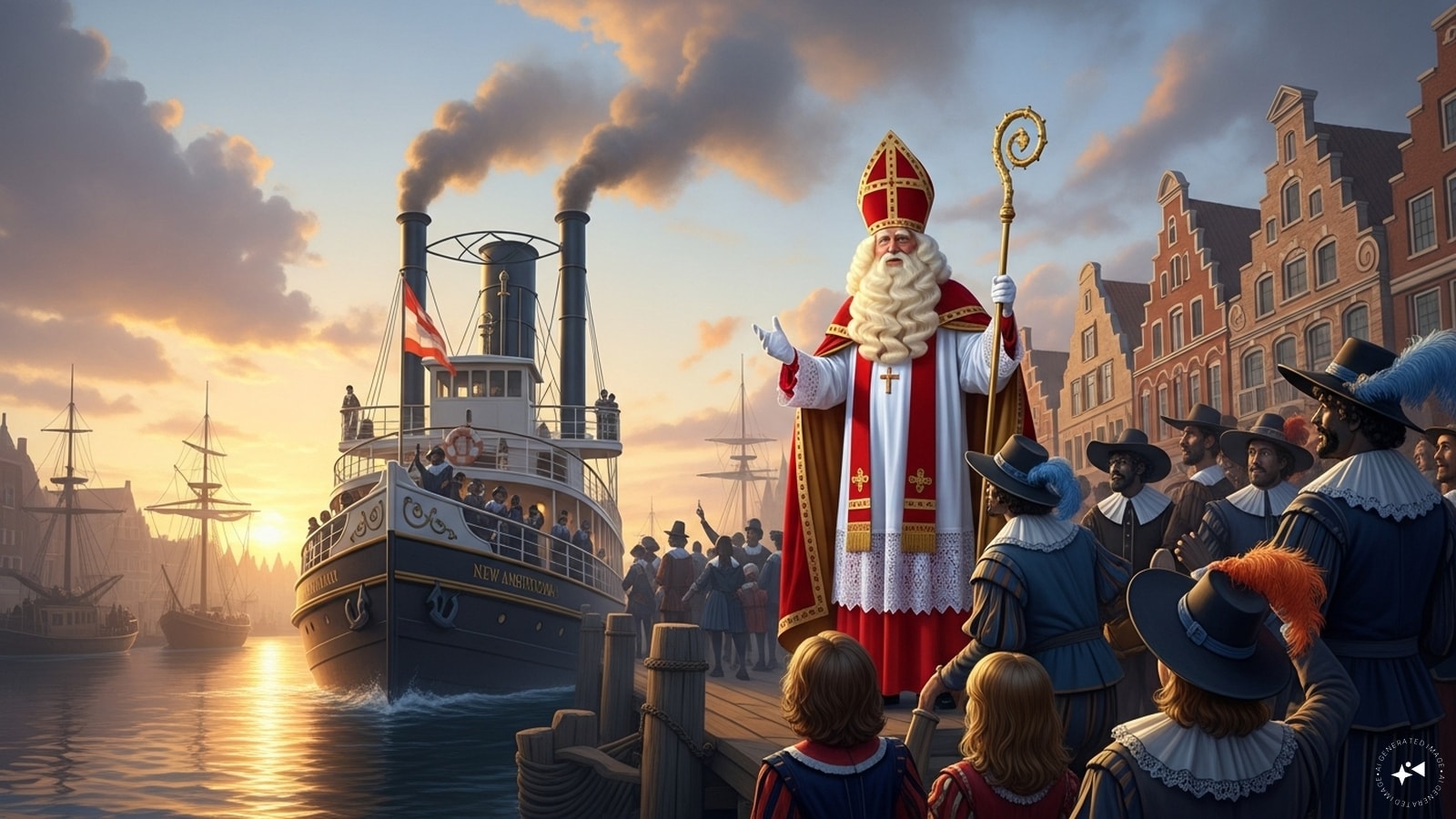  Dutch Influence: The Dutch called him “Sinterklaas,” arriving on a steamboat from Spain, wearing a bishop’s attire. Dutch settlers brought this tradition to America, where the name and image gradually evolved into the Santa Claus recognized today.