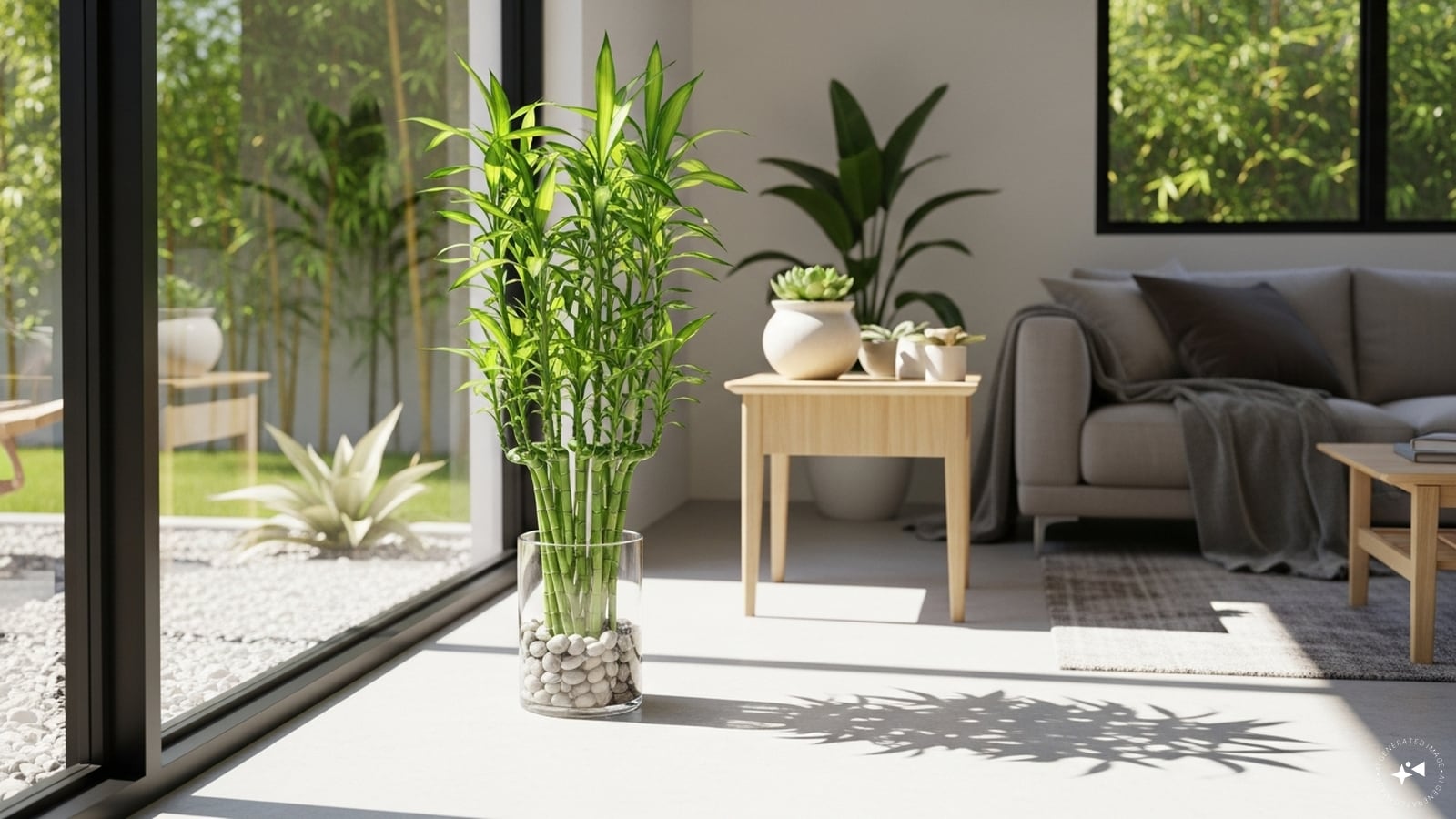 Bamboo Plant: Lucky bamboo can be arranged creatively to form a tree-like shape. Its vertical stems offer a minimalist, Zen-inspired holiday decoration, perfect for modern homes. Easy to care for, it symbolizes good fortune while adding greenery indoors.