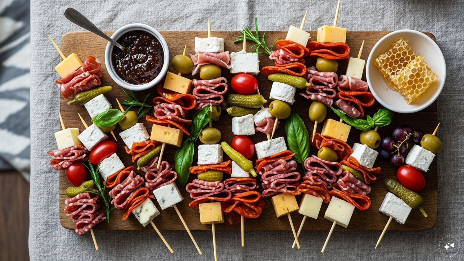 Cheese and Charcuterie Skewers: Instead of a traditional board, serve cheese, olives, and cured meats on skewers. This makes them easier to grab and keeps things neat. Mix textures - soft brie, sharp cheddar, salty prosciutto - for a balanced bite.
