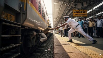Station Master's Heroic Reflexes Save Passenger From Moving Train in Karnataka