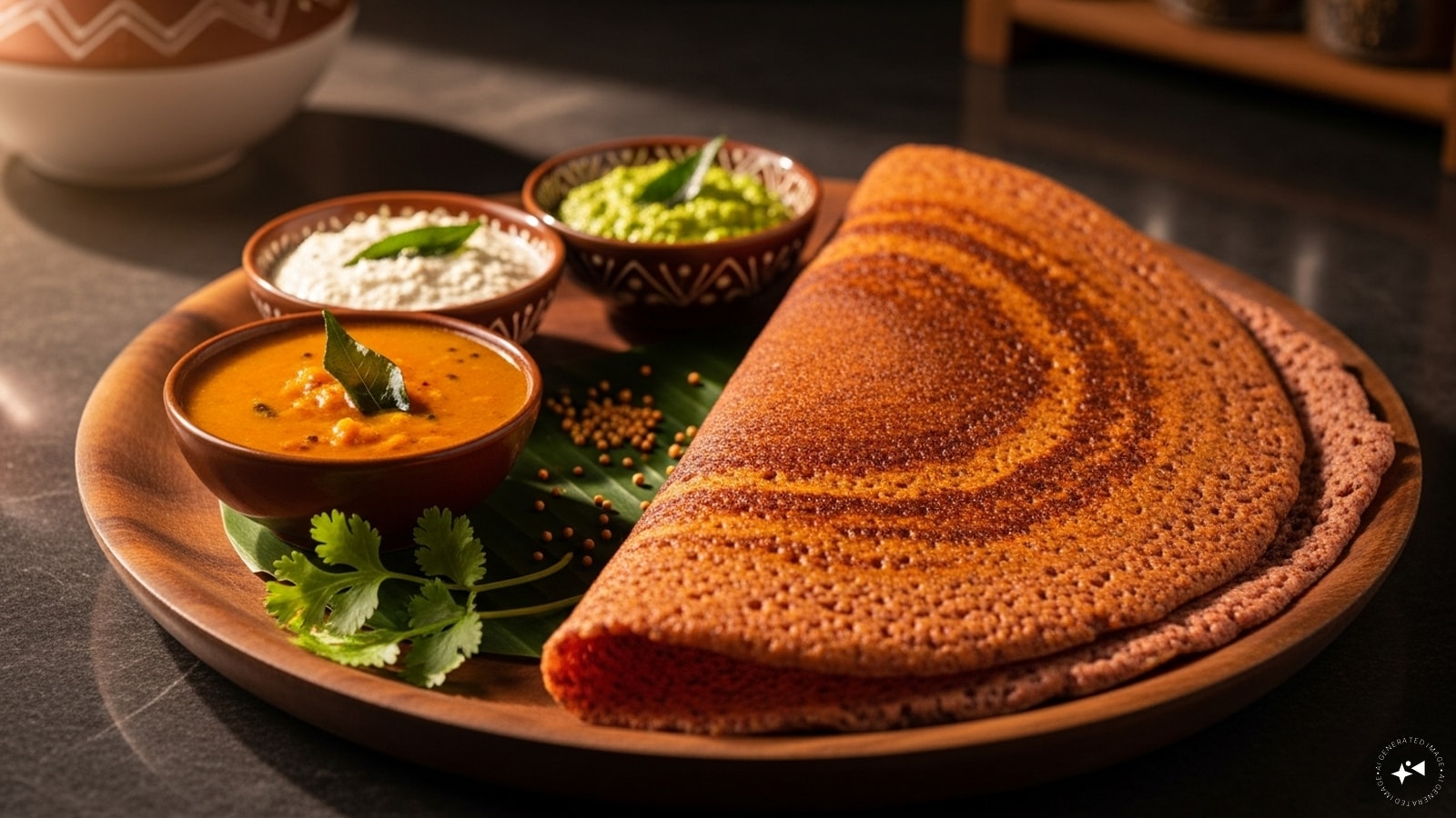 Ragi Dosa: Crisp on the outside and soft inside, ragi dosa is a nutritious breakfast option. Served with hot chutney or sambar, it’s light yet warming and easy to digest.