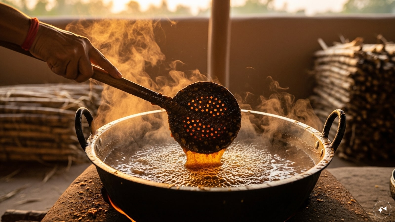  Now, remove the impurities and boil the jaggery again on a low flame. 