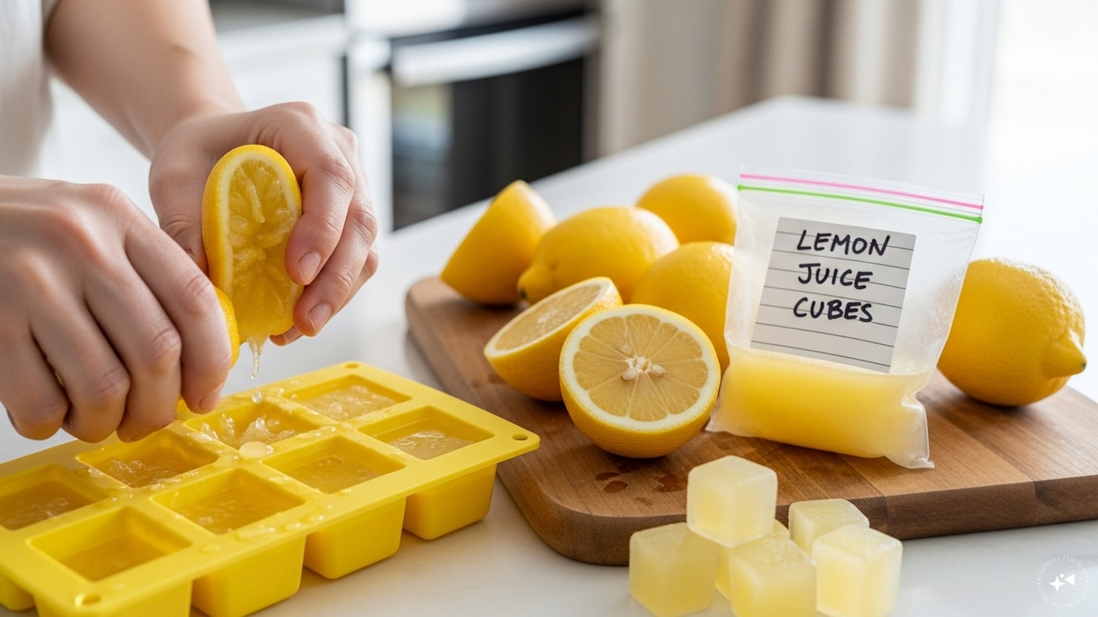 Freeze lemon juice: Squeeze fresh lemon juice into ice cube trays and freeze. Once solid, transfer the cubes to a labeled freezer bag. This method preserves the freshness and flavor of the juice, making it convenient to use in recipes, marinades, or drinks without worrying about spoilage. Freeze lemon juice: Squeeze fresh lemon juice into ice cube trays and freeze. Once solid, transfer the cubes to a labeled freezer bag. This method preserves the freshness and flavor of the juice, making it convenient to use in recipes, marinades, or drinks without worrying about spoilage.