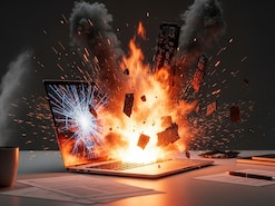 Placing laptops on soft surfaces can block vents and cause overheating.