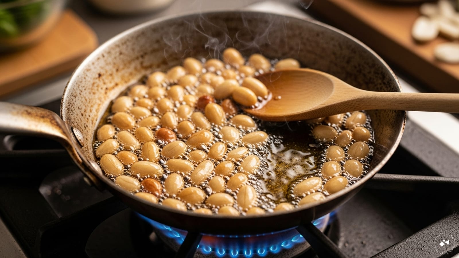 Now, heat oil in a small pan. Add peanuts and roast them. Eventually, add mustard seeds and cumin seeds.