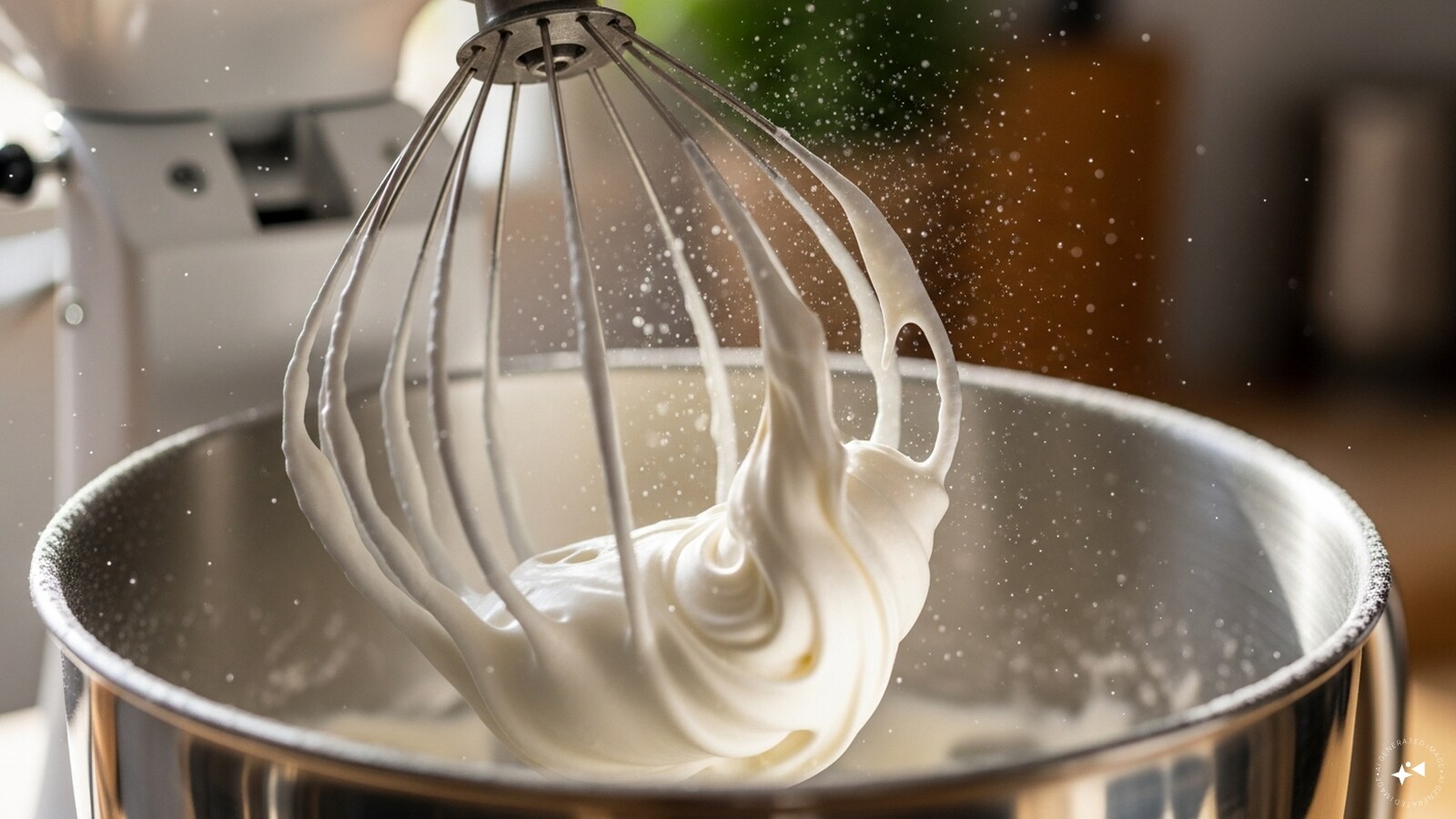 Step 9: In the bowl of a mixer, whip the heavy cream and confectioners' sugar on medium-high speed until stiff peaks form.