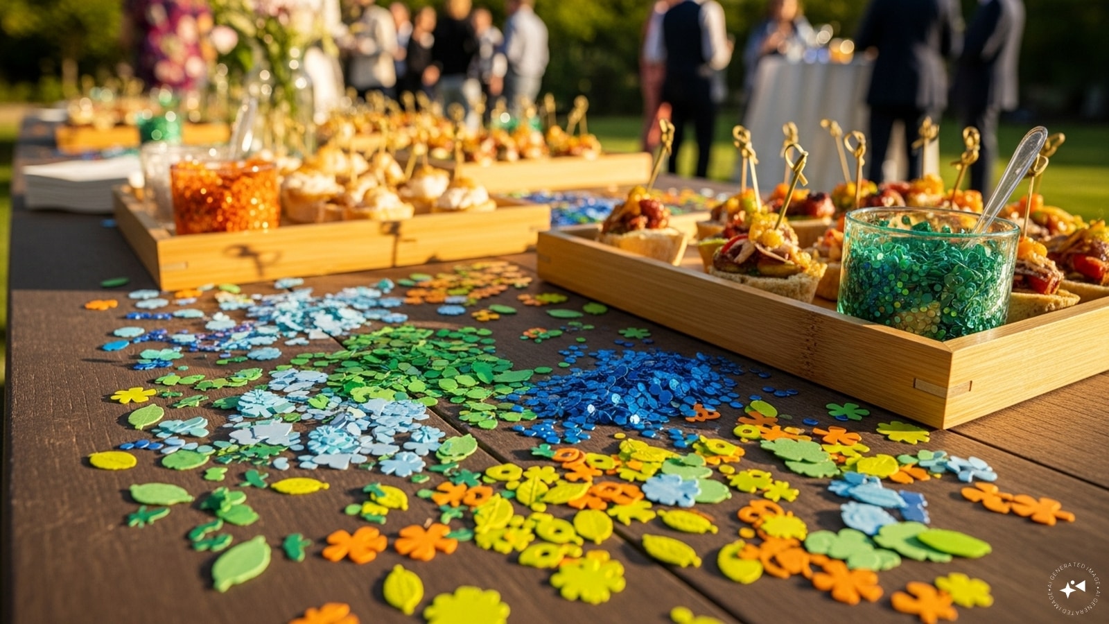 Confetti And Sparkle Accents: Sprinkle biodegradable confetti, sequins, or glitter accents on tables and trays. These subtle sparkles catch the light beautifully, adding a festive touch without making cleanup overwhelming after the party. Confetti And Sparkle Accents: Sprinkle biodegradable confetti, sequins, or glitter accents on tables and trays. These subtle sparkles catch the light beautifully, adding a festive touch without making cleanup overwhelming after the party.
