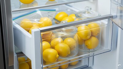  Refrigerate Whole Lemons: Store lemons in the refrigerator’s crisper drawer to extend their freshness. Keeping them in a sealed plastic bag or airtight container prevents moisture loss and slows down spoilage. Cold temperatures help maintain their juiciness and bright flavour, ensuring they stay fresh for up to four weeks instead of drying out quickly at room temperature.
