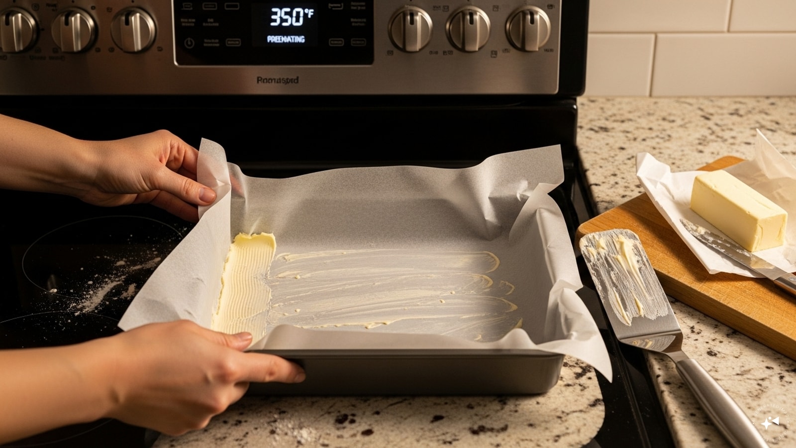 Step 1: Preheat the oven to 350 degree Fahrenheit. Butter a 9*13-inch pan, lining the bottom with a piece of parchment paper cut to fit the pan. 