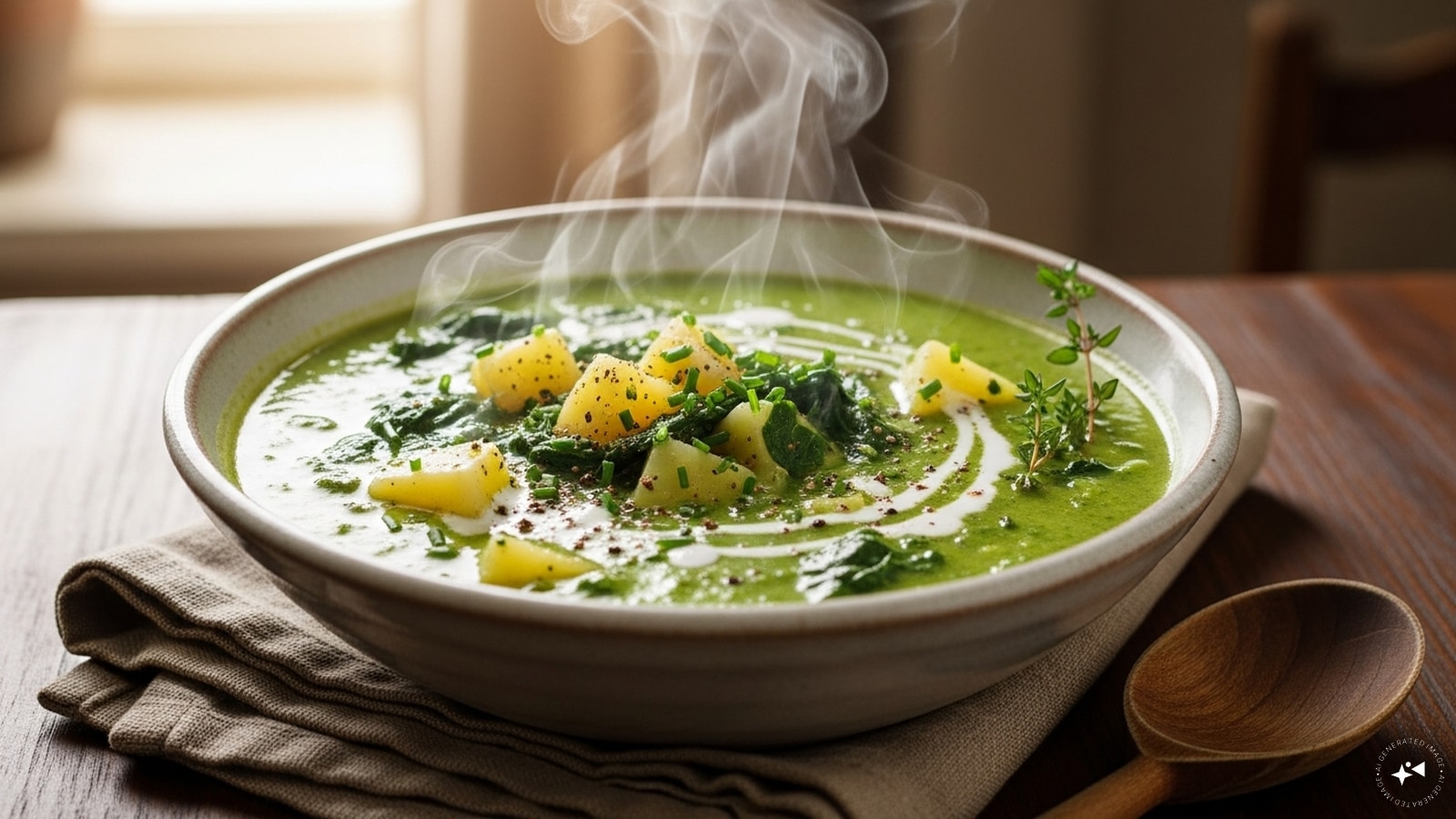 Spinach & Potato Soup: This classic soup blends the earthy taste of potatoes with the freshness of spinach. To prepare it, sauté chopped onion and garlic in olive oil until fragrant, then add diced potatoes and cook for a few minutes. Pour in vegetable broth and simmer until the potatoes soften. Add fresh spinach leaves, cook briefly, and blend the mixture until smooth. Season with salt and pepper before serving. The result is a creamy, iron-rich soup that supports digestion and boosts immunity. Spinach & Potato Soup: This classic soup blends the earthy taste of potatoes with the freshness of spinach. To prepare it, sauté chopped onion and garlic in olive oil until fragrant, then add diced potatoes and cook for a few minutes. Pour in vegetable broth and simmer until the potatoes soften. Add fresh spinach leaves, cook briefly, and blend the mixture until smooth. Season with salt and pepper before serving. The result is a creamy, iron-rich soup that supports digestion and boosts immunity.