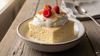 Step 10: Spread the whipped cream all over the already-wet cake and place it in the refrigerator. You can decorate the cake with berries or any other topping of your choice. (Image: AI generated)