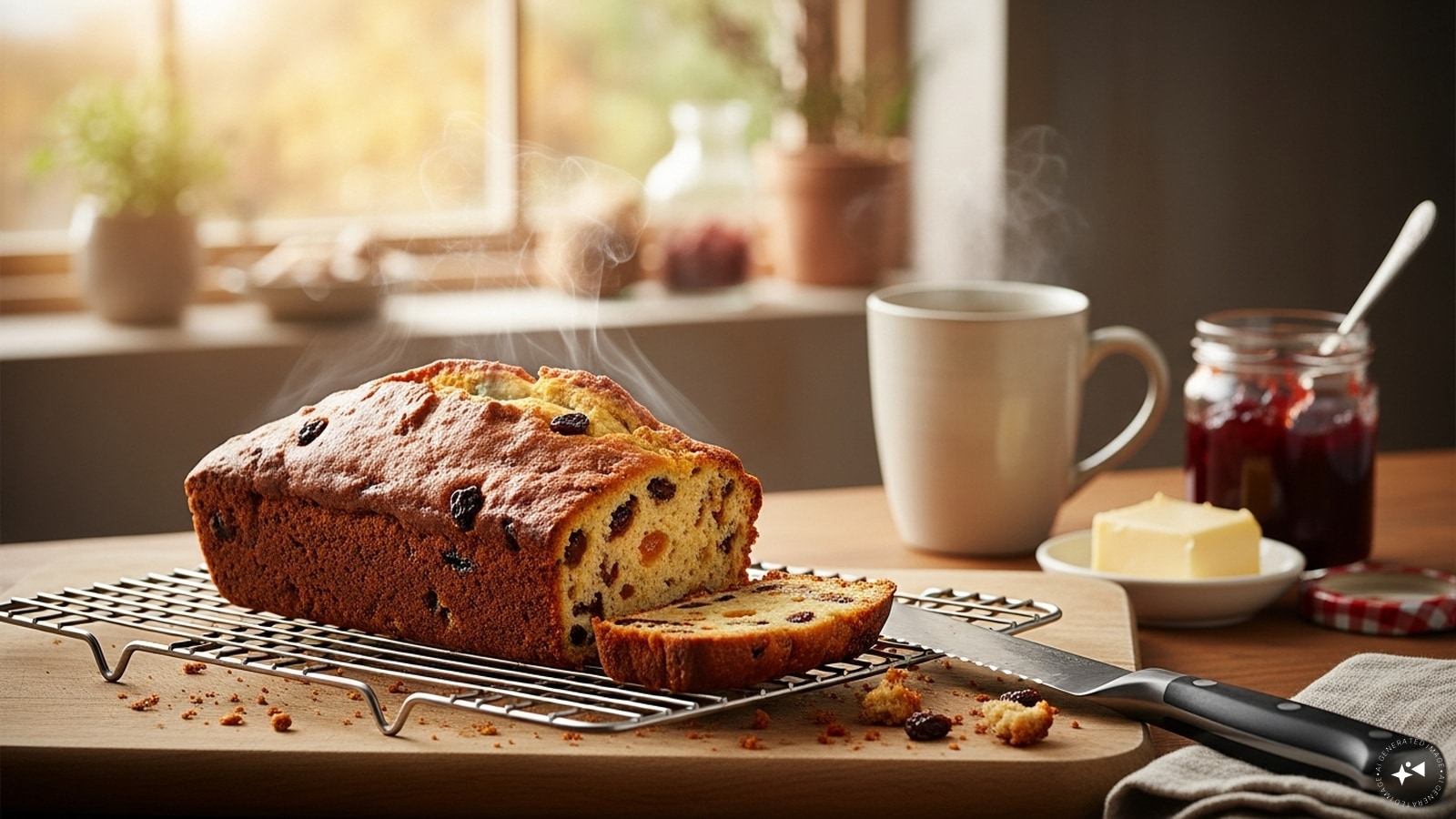 Once the fruit loaf cools down, slice it and enjoy!
