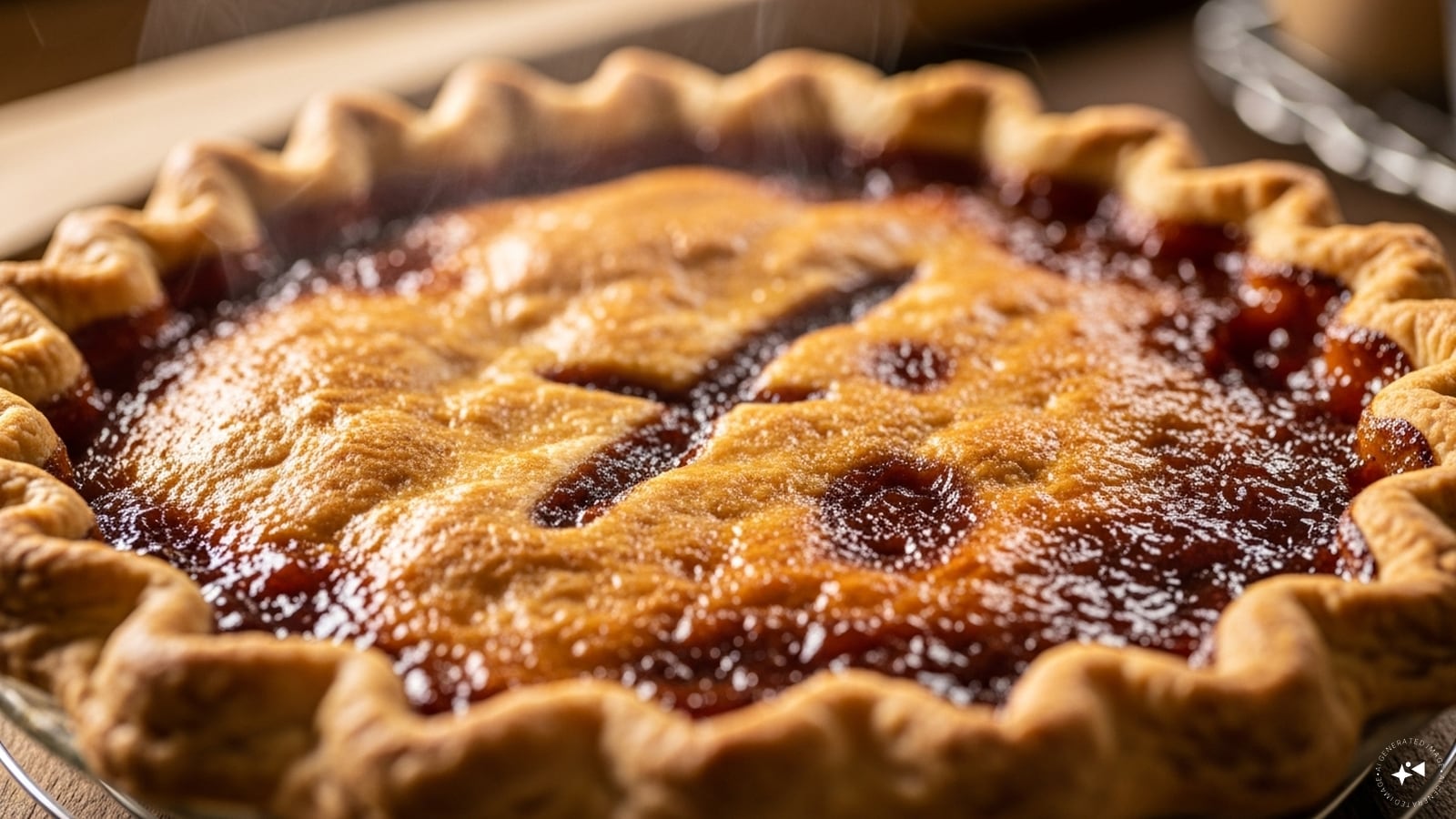 Bake until the crust is golden and the filling is thick. 