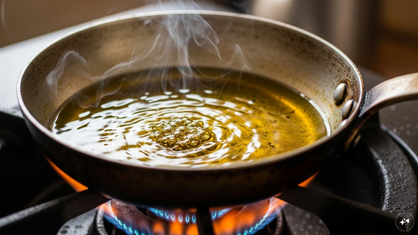 Step 2: Heat the oilIn a small pan, heat mustard oil until it reaches smoking point. This step removes the raw pungency of mustard oil. Once it smokes, turn off the flame and let it cool slightly.