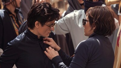 Akshaye Khanna and Preetisheel Singh on set of Dhurandhar 