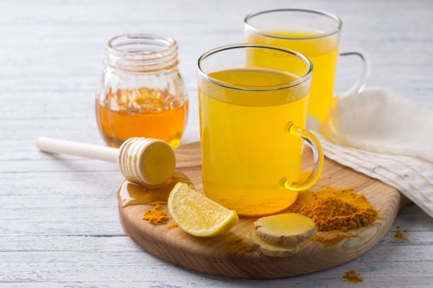 Ingredients: ½ inch piece of turmeric root, ½ inch piece ginger root, ¼ cup water, 1 teaspoon honey. Ingredients: ½ inch piece of turmeric root, ½ inch piece ginger root, ¼ cup water, 1 teaspoon honey.