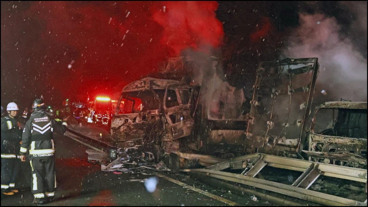 1 Dead, 26 Injured After Massive 50-Vehicle Pileup On Japan Expressway Triggers Fire | Video