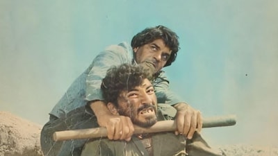Amjad Khan and Dharmendra in a still from Sholay.