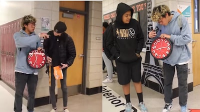 One girl looks at the analog clock and confidently says the time is “6:74.” (Photo Credits: Instargam)