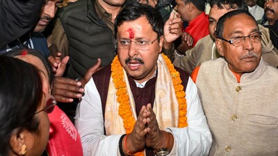 Bihar Minister Nitin Nabin being greeted by supporters after he was appointed BJP's working national president, in Patna. (Image: PTI)