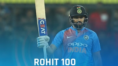 On This Day In 2017: Rohit Sharma played a fine knock of 118 off 43 deliveries against Sri Lanka in the second T20I, played in Indore. (Image: ICC/X, formerly Twitter)