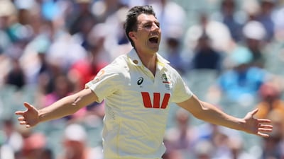 Australia's captain Pat Cummins celebrates the wicket of Joe Root. (AP Photo)