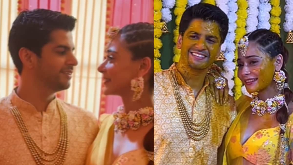 ¡Sara Khan y Krish Pathak deslumbran en su vibrante ceremonia de haldi!