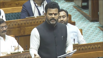 Civil Aviation Minister K Rammohan Naidu speaking in the Lok Sabha.