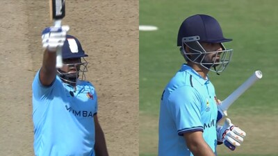 Sarfaraz Khan (left) and Ajinkya Rahane (Screengrab)