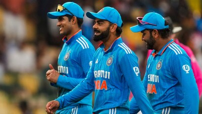 (From left) Shubman Gill, Virat Kohli and Rohit Sharma (PTI Photo)