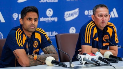 Suryakumar Yadav (left) and Ajit Agarkar will make the announcement. (PTI Photo)