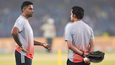 India T20I captain Suryakumar Yadav (left) with coach Gautam Gambhir (PTI Photo)