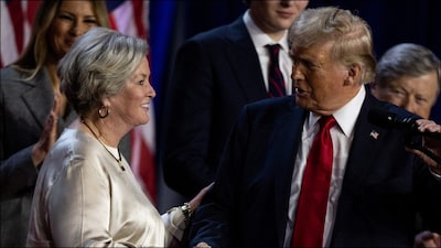 Susie Wiles (L) serves as the White House Chief of Staff in the second Trump administration. (Reuters/File)