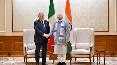 Italy Deputy PM Antonia Tajani with PM Narendra Modi. (Image: Italian Embassy)