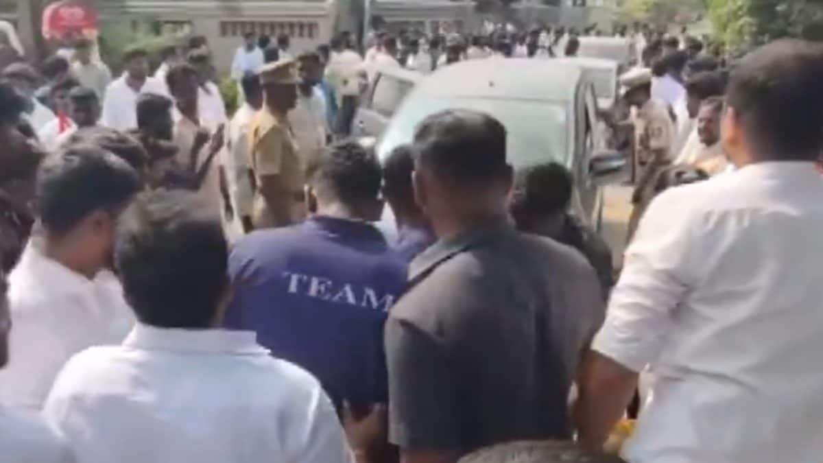 TVK Chief Vijay's Car Stopped By Own Party Workers As They Protest Against Allocation Of District-Level Posts