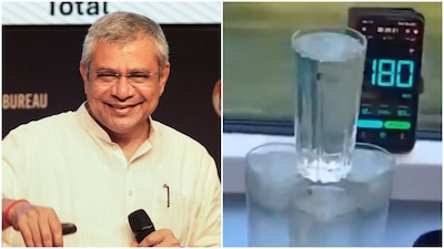 Glasses filled with water were placed inside the coach during the high-speed run.