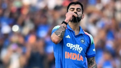 Virat Kohli celebrates after hitting century in Raipur. (AFP Photo)