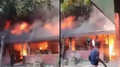 A video of the fire incident has emerged, showing people running around the house.