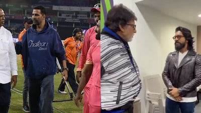 Akshay Kumar, Suriya, Amitabh Bachchan and Ram Charan at the ISPL Season 3 opening ceremony in Surat.