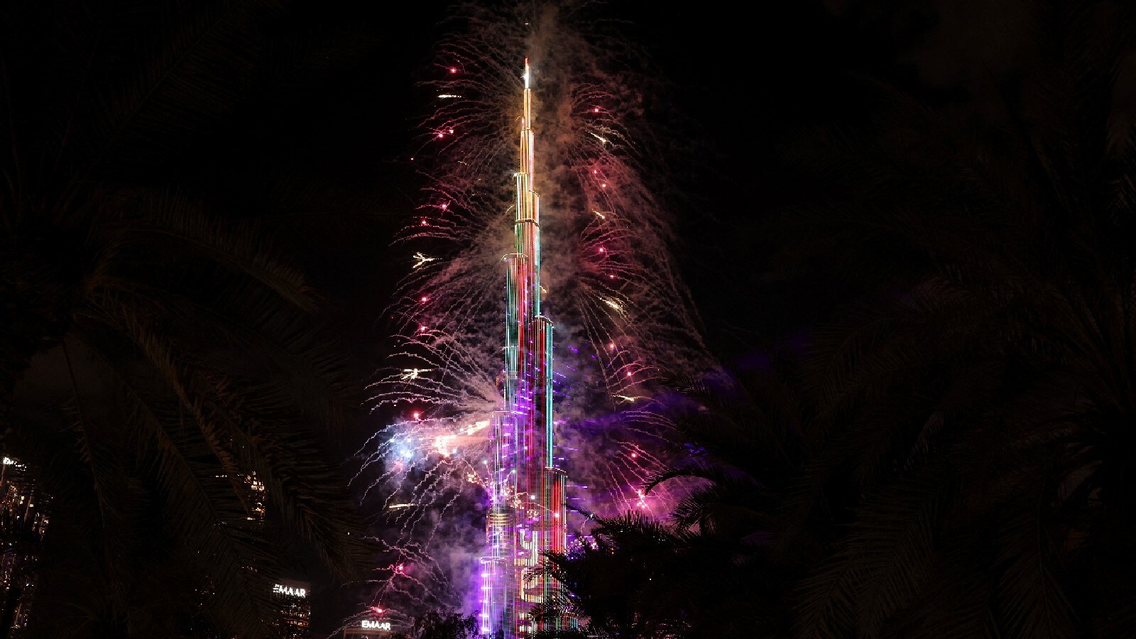 The Burj Khalifa is illuminated on New Year's Eve in Dubai, United Arab Emirates. (IMAGE: REUTERS) The Burj Khalifa is illuminated on New Year's Eve in Dubai, United Arab Emirates. (IMAGE: REUTERS)