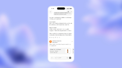 Ads will appear separately at the bottom of ChatGPT responses during testing, with controls for personalisation and opt-out, OpenAI said, sharing images of how the feature will appear. (IMAGE: OpenAI)