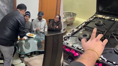  After the groom serves, the family can be seen enjoying the meal.  (Photo Credit: Instagram)