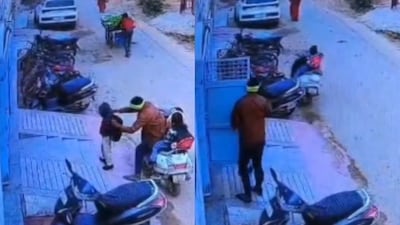 The younger child is seen accidentally twisting the accelerator. (Photo Credit : X)