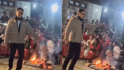 Union Minister Kiren Rijiju joins the Aka Miji community in a lively traditional dance. (Photo Credit: Instagram)