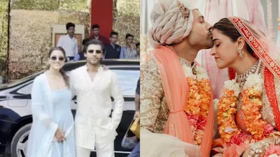 Nupur Sanon and Stebin Ben made their first public appearance as husband and wife. (Left Pic Credit: ANI)
