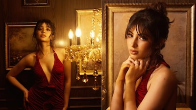 Sara Arjun shared a series of photographs in a striking red dress that instantly commands attention, a ruched halter silhouette from Polish fashion label Magda Butrym.