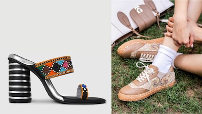 2026 footwear is all about rediscovering joy through thoughtful design and lighter silhouettes. (R) Fizzy Goblet and (L) Aprajita Toor